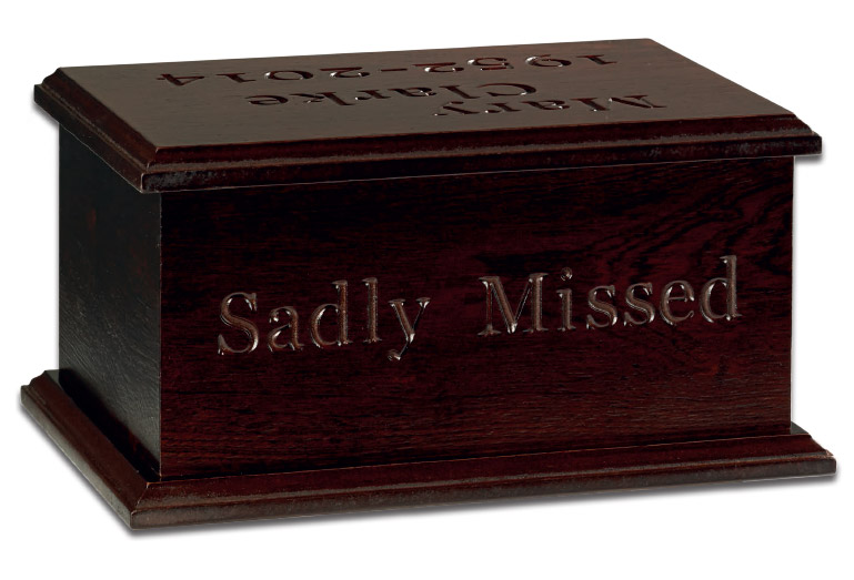 Artiste Engraved Caskets in Dark Mahogany