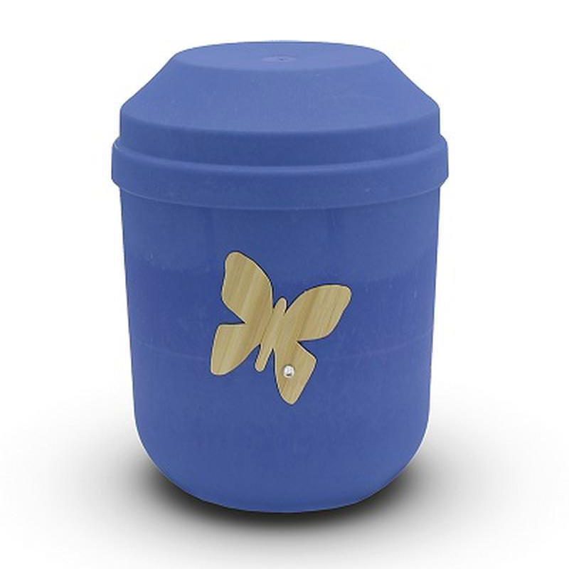 Biodegradable Urn Blue with Butterfly Motif
